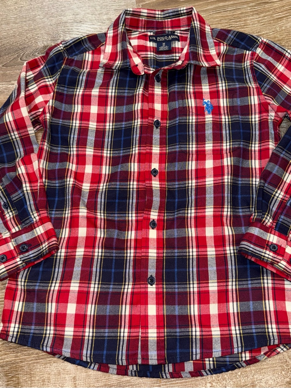 U.S. Polo Assn. Red, Navy & White Plaid Button-Front Shirt